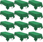 12 Pack 60 x 126 Inch Rectangle Tablecloth Green Polyester Tablecloth for 8 Ft Rectangle Tables, Washable Fabric Table Cloth for Wedding Dining Table Buffet Parties Camping