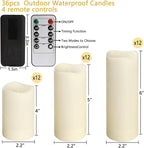 36 Pack Waterproof Flameless LED Candles - Outdoor Battery Operated Candles with Remote & Timer, Realistic Flickering Flame, Safe for Porch, Patio, Weddings, Parties & Home Decor