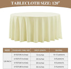 Round Tablecloth 120 Inch Tablecloth 6 Pack Ivory Table Cloths Washable Decorative Polyester TableClothes Cover for Dining Table Banquets Buffet Parties and Wedding