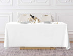 Surmente 5 Pack White Rectangle Tablecloth 90 x 132-inch Rectangular Polyester Table Cloth for Weddings, Banquets, or Restaurants