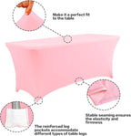 IVAPUPU 8FT Table Cloth for Rectangular Fitted Events Stretch Pink Table Covers Washable Cover Spandex Tablecloth Protector for Party, Wedding, Cocktail, Banquet, Festival