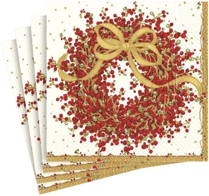 Caspari Pepperberry Paper Cocktail Napkins - Two Packs of 20