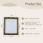 8x10 Black and Gold Picture Frame Vintage Frame, Ornate Textured Hand-Crafted Resin Photo Frames with Glass Front, 8 by 10 Decorative Picture Frame for Wall & Tabletop, Antique Frame Home Decor