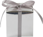 COTOPHER 100pcs Small Gift Boxes, Favor Boxes 2x2x2 inches Paper Gift Boxes with Ribbons Candy Box for Wedding Favors Baby Shower Bridal Shower Birthday Party (100 Metallic Silver)