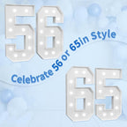 Marquee Numbers Large 56th-Birthday Decorations: 4ft Light Up Number Party Decor 56 Year Old Women And Men 65th Birthday Decoration Backdrop 65 Anniversary Cardboard Big Mosaic Balloon Frame Number 56