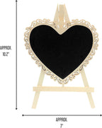 Chalkboard Signs Easel - Heart Shape with Wood Framed Swirly Design, Includes 1 Chalk Stick, Size: 10" x 7" Wooden Blackboard, Perfect for Weddings and Home Decoration