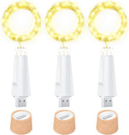 USB Bottle Lights Rechargeable Wine Bottle Fairy Lights Cork LED String Lights 20 LEDs Copper Wire for Table Party DIY Decor