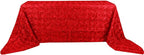 Efavormart 90"x156" Wholesale Rectangle Table Cover RED Grandiose Rosette 3D Satin Tablecloth for Wedding Party Event Decoration