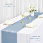 12 Pack Dusty Blue Satin Table Runner,12 x 108 inch Long Premium Smooth Table Runner for Wedding, Banquets, Birthday, Party, Graduation, Engagements,Table Runners fit Rectangle and Round Table