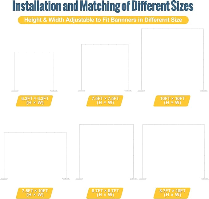 Wokceer 10 FT Backdrop Stand Heavy Duty Pipe and Drape Kit, Adjustable White Backdrop Stands for Wedding Photo Booth Background Birthday Party Exhibition Decoration