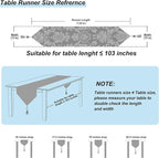 HeMiaor Retro Embroidery Pattern Table Runner with Tassels for Luxurious Home Decor for Party Dinner 120 inches Long Light Blue
