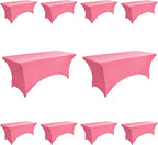 10-Pack 6ft Spandex Table Covers for Rectangle Standard Folding Tables - Wrinkle Resistant Stretch Tablecloths - Ultimate Fitted Table Protector for Parties, Banquet, Wedding