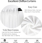 DUOBAO White Chiffon Backdrop Curtain-2 Panels 29"x120" Sheer Weddings Drapes Beach Curtains for Living Room Voile Window Drape Photography Background for Wedding Ceremony