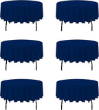 BRILLMAX 6 Pack Navy Blue Round Tablecloths 90 Inch - Circle Bulk Linen Polyester Fabric Washable Table Cloth Cover for Wedding Reception Banquet Birthday Party Buffet Restaurant