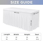 Nasitos White Table Skirt for 8 Foot Rectangle Tables, 4 Pack - 96 x 30 Inch - Stretch Spandex Fitted Table Clothes, Fabric Table Covers Cocktail Tablecloths for Party, Banquet, Birthday