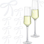 50 Pcs Bows Drink Tags Coquette Bow Wine Glass Charms Acrylic Bowknot Drink Tag for Bachelorette Birthday Wedding Coquette Tasting Party Decor Accessory(White)