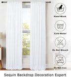 ShinyBeauty White Sequin Backdrop Curtain 2 Panels Seuqin Bakdrop 4X8FT Photo Backdrop for Party Wedding Backdrop 8FT White Glitter Backdrop Curtain for Baby Shower Decoration