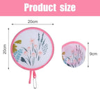 4 Styles Flower Round Foldable Hand Fan Japanese Foldable Fan Style Handheld Foldable Compact Cooling Fans,Round Folding Fan for Outdoor Games,Xmas Decoration,Festival,Party Favors,Travel,Events