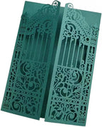 MillaSaw Dark Green Laser Cut Gate Invitation Sleeve DIY Wedding Invitation 25 Sets (dark green, 4.9"x7.1")