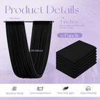 6 Panels Black Ceiling Drapes for Wedding, 5ftx15ft Ceiling Drapes Cheesecloth Sheer Fabric Curtain Wedding Arch Draping Fabric Romantic Ceilings Decorations for Weddings Party Ceremony Stage