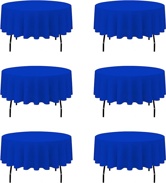 BRILLMAX 6 Pack Royal Blue Round Tablecloths 90 Inch - Circle Bulk Linen Polyester Fabric Washable Table Cloth Cover for Wedding Reception Banquet Birthday Party Buffet Restaurant