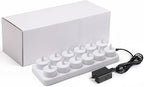 WoneNice USB Rechargeable Flameless Candles, 12 Pack LED Tea Lights with Charging Dock & AC Adapter, Safe Battery Operated Fake Votive for Wedding Christmas Lanterns Emergency Home Decor