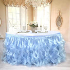 Luxury Organza Mesh Table Skirt Draping Floating Romance - Perfect for Bridal Showers, Birthday Weddings - Clear Flowing Decoration for a Wonderful Main Cake Table (Sky Blue-6ft, 72" L×30" H)