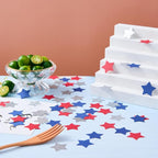 Silver Blue and Red Star Confetti Table Decoration for 4th July Independence Day Graduation Retirement Patriotic Theme Party,1.2 inch in Diameter,200 Counts