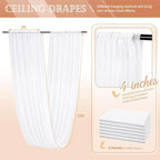 6 Panels White Ceiling Drapes for Wedding 5ftx10ft Sheer Drapery Chiffon Fabric Arch Draping Curtains for Party Ceremony Birthday Baby Shower Reception Stage Ceiling Decorations