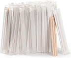 500pcs Individually Wrapped Coffee Stirrers Wood - 7" Coffee Stir Sticks, Round End Disposable coffee stirrer, For Coffee, Cocktail and Hot Drinks
