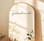 Your Seat Awaits Vinyl Decal, Wedding Seating Sticker, Mirror Decal for Seating, Please Find Your Seat Signs, Wedding Decor Sign (Black, Width 20")