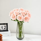 Artificial Rose 10pcs Open Flower Bouquet Faux Rose Stems for Wedding Arrangement, Bridal Bouquet, Centerpiece, Fake Faux Silk Flowers (Coral Peach)