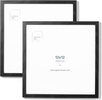 Opposite Wall - 12x12 in - Black Solid Oak Wood Picture Frame - Lightweight, Versatile & Shatterproof - Wall Hanging Poster or Photo Frame - Wall Decor for Office, Gallery & Home - 2 Pack