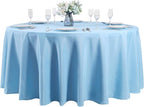 120 inch Round Tablecloth Washable Polyester Table Cloth Decorative Table Cover for Wedding Party Dining Banquet（120 inch,Blue Mist）