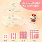 YestBuy 4 Tier Acrylic Cupcake Stand, Premium Cupcake Holder, Acrylic Cupcake Tower Display Cady Bar Party Décor â Display for Pastry(4.7" Between 2 Layers)