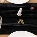 MLMC 2 Pack Black Velvet Table Runner 10ft Glossy Luxury Velvet Fall Table Runner 20x120 Inches Wedding Runner for Bridal Shower Birthday Party Halloween Decor