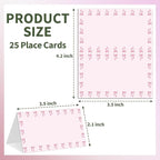 25 Bow Place Cards for Table Seating, Pink Wedding Name Place Card, Tent Cards for Birthday Bridal Shower Baby Shower Reception Dinner Party Decorations -A21