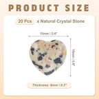 PATIKIL 20 Pcs Natural Heart Shaped Crystal Stone, 0.6 Inch Mini Polished Love Gemstone Crystal, Pocket Rock Engraved Worry Stones for Women Gifts Meditation, Spotted Black