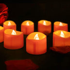 BEICHI 24 Pack Halloween Tea Lights, Realistic Orange Tea Candles, Battery Operated Flameless Tealights for Halloween, Fall Decorations
