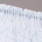 Blue Sheer Curtains 63 Inches, Rod Pocket Voile Drapes for Living room, Bedroom, Modern Embroidery Window Treatments Semi Faux Linen Curtain Panels for Yard, Patio, Parlor, Set of 2, 52"x 63".