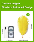 NEWONG 30pcs Yellow Ostrich Feathers Natural Bulk 9-12in（23-30cm） Vase Craft Wedding Home Party Centerpieces Christmas Day Decoration