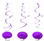 WEVEN Purple Party Hanging Swirl Decorations Plastic Streamer for Ceiling, Pack of 28