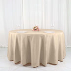Efavormart Round Tablecloth, 120 Inch Stain & Wrinkle Resistant Washable Table Cloth, Decorative Polyester Fabric Table Cover for Banquet, Wedding, Dining - Nude