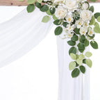 Wedding Arch Draping Fabric,2 Panels 18FT White Wedding Arch Drapes Chiffon Fabric Drapery Arch Decorations for Ceremony Reception Party Ceiling Backdrop