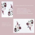 PONATIA 50 PCS Vellum Jackets for 5x7 Invitations- 135gsm Burgundy Floral Printed Vellum Sleeves, Quinceanera Wedding Invitation Cards Wraps