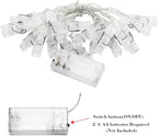 Twinkle Star 10ft 20 Photo Clip String Lights, Fairy Lights Battery Operated with Clips for Hanging Pictures Cards, Bedroom Wall Decor Party Wedding Home Halloween Christmas Decorations, Warm White