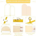 Arch Backdrop Stand with Beige Spandex Arch Cover Set of 2 6FT 7.2FT Spandex Fitted Stretchy Arch Covers for Party Gold Metal Backdrop Stand for Wedding Baby Shower