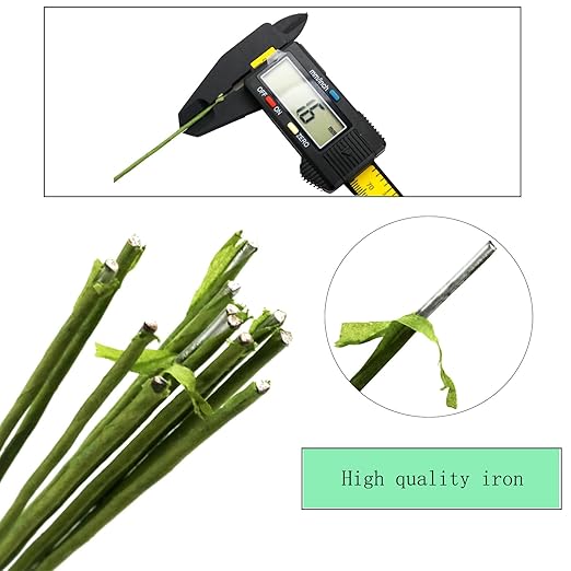 16-inch Green Paper Wrapped Flower Stems for Wedding Bouquets, DIY Floral Arrangements (Pack of 100) 16 Gauge Party Decoration Paper Flower Sticks