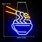 Ramen Neon Sign Blue Led Neon Lights for Wall Decor Noodle Light Up Signs for Resturant Home Bar Kitchen Dinning Room Cafe Japanese Noodle Shop Decorations