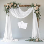 Wedding Arch Draping Fabric 2 Panels 28.7" x 20FT White Sheer Chiffon Backdrop Drapes for Wedding Ceremony Birthday Party Bridal Shower Outdoor Decoration